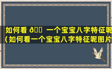 如何看 🐠 一个宝宝八字特征呢（如何看一个宝宝八字特征呢图片）